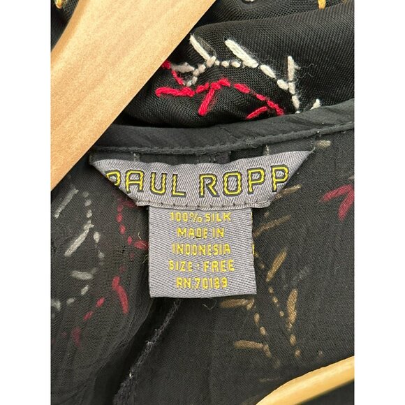 Vintage Paul Ropp Bohemian Silk Handstitched Kaftan One Size Art to Wear Rare - Picture 7 of 8